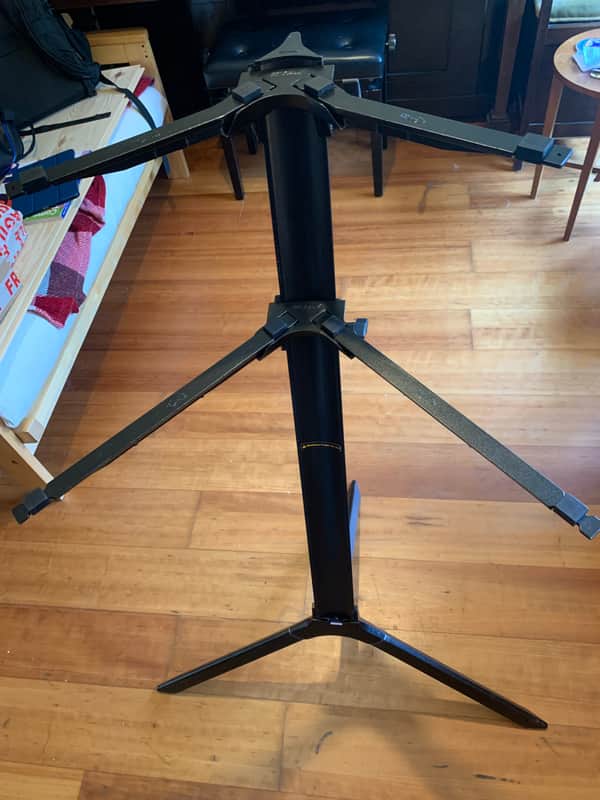 Stay Music Slim Model 1100/02 Dual-Tier Black Keyboard Stand + Leather Carry Bag image 1