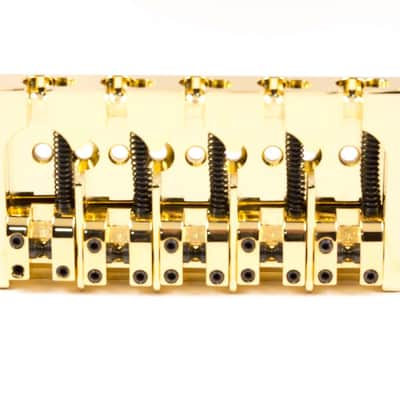 Hipshot A Style 5 String Fender Retrofit Bass Bridge Brass Gold 5A5FM3BG image 2