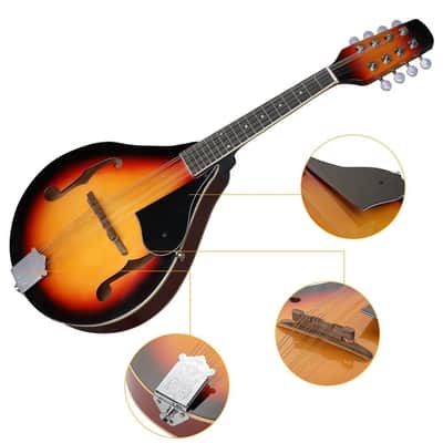 A-Style 8-String Mandolin Beginner Bundle – Sunset Finish with Gig Bag, Tuner, Strings, Picks, Strap & Cleaning Cloth image 5