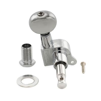 R15J Left-Handed 6-in-line 15:1 Ratio Full Sealed Machine Heads Tuners Tuning Pegs Keys with Vintage Oval Button for Strat Tele Style Electric Guitar, Chrome image 5