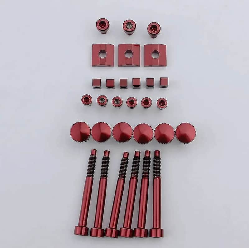Red Titanium Guitar Double Locking Tremolo Fine Tuning , Locking Nut Clamps, Inserts Screws Set image 1
