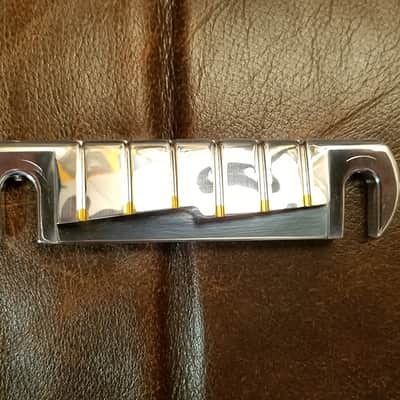 PRS Stoptail Bridge 2016 Nickle/Brass, Brass String Guide Inserts, Brass Posts image 2