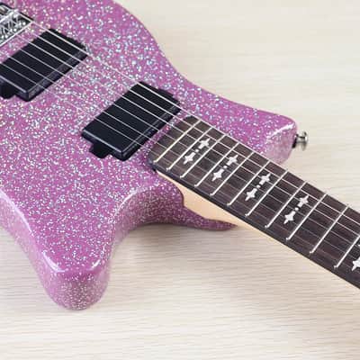 Custom Sparkle Purple HH Electric Guitar, Basswood Body, Maple Neck image 8