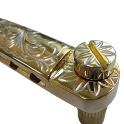 Gold Guitar Vintage Engraved Top LP SG Style Stopbar Tailpiece image 6