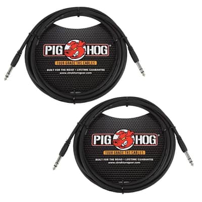 Pig Hog PTRS10 High Performance 1/4" TRS Instrument Cable, 10 Feet (2-Pack)