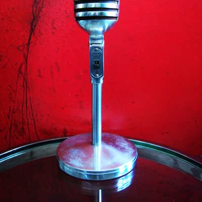 Vintage 1950's Electro Voice 950 crystal cardioid microphone w E.V 423A desk stand display prop image 1