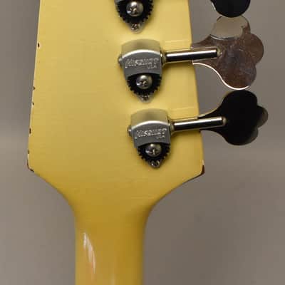777 Guitars Custom Reverse T-Bird Bass Vintage White Relic w/HSC image 6