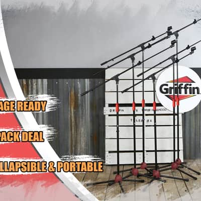 GRIFFIN 6 Pack Microphone Boom Stands (StageLOCK Series) – Tripod Folding Leg Base with Telescoping Arm & Clip Mount for Studio, or Live Karaoke image 10