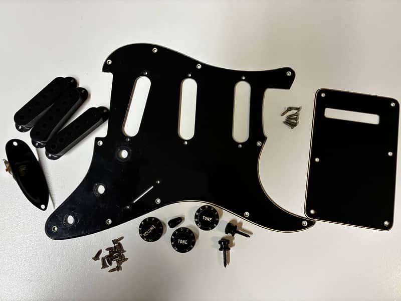 Genuine Vintage Fender Stratocaster Black Parts Set image 1