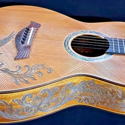 Acoustic Parlor Guitar Handmade by Blueberry Guitars Owl Motif image 1
