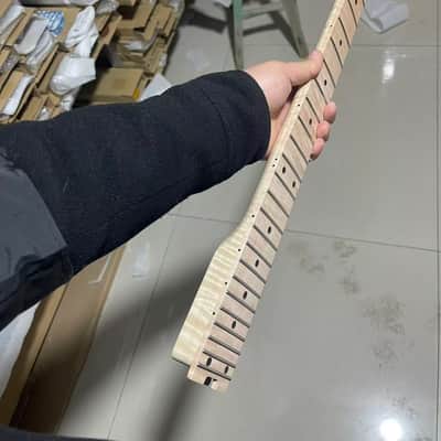4a floyd rose nut stainless steel 24 frets flame Maple guitar neck 25.5inch hole 10mm Lock nut Satin Wheel truss rods image 5