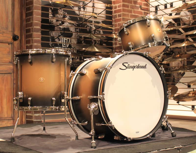 Slingerland Radio King 3-pcs Black and Gold Lacquer Drum Set (22-13-16) - Used! image 1