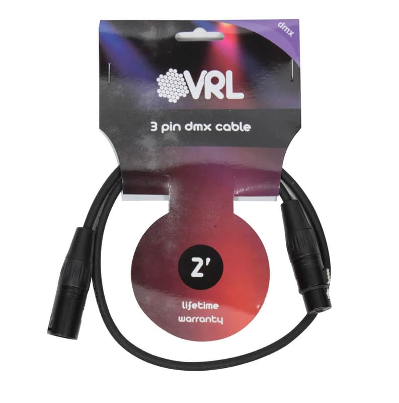 VRL VRLDMX3P2 3-Pin DMX Lighting Cable - 2' image 1