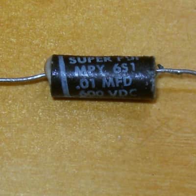 CDE Super Pup Vintage .01 MFD x 600 V.D.C. Capacitor  Black image 2