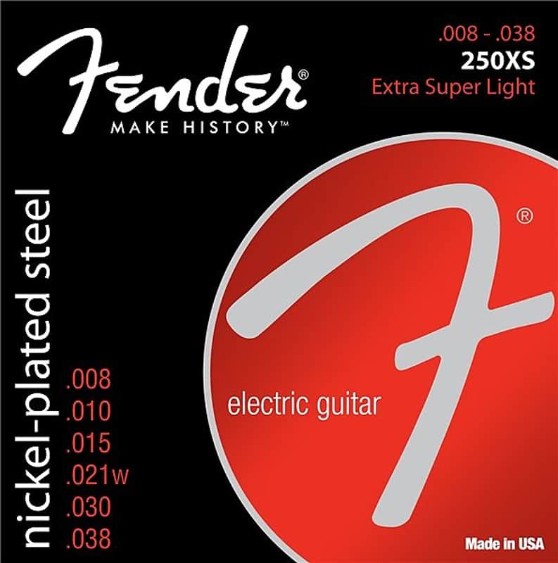 Fender Super 250 Guitar Strings, Nickel Plated Steel, Ball End, 250XS Gauges .008-.038, (6) 2016 image 1