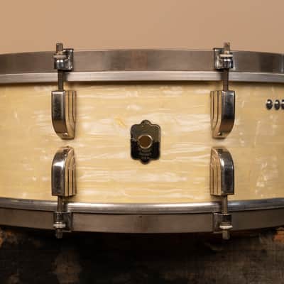 1940s Leedy 5.5x14 Avalon Pearl Broadway Snare Drum image 1