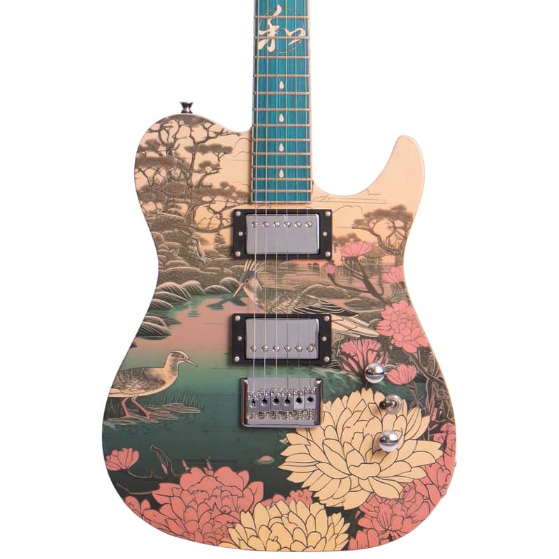 Lindo Koya Electric Guitar | Composite Neck | Luminlays | Five Elements Kanji Fretboard Inlays in Maple and Abalone Sea Shell | Japanese Wilderness Art | Designed in Bristol, UK image 1