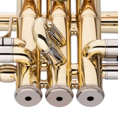 Stagg LV-TR5205 ML-Bore Gold Brass Leadpipe  Key of Bb Trumpet w/Case & Mouthpiece 7C & Silver Plated image 6