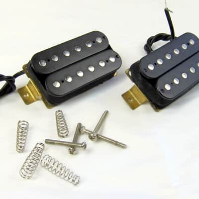 Blowout Sale Bluesman / Rocker Humbucker Matched Set Black Open Chrome Pole HI LOW Output image 1