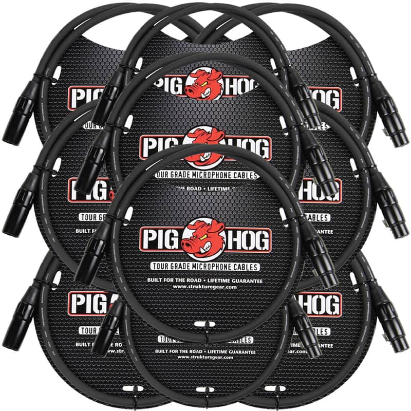 10-Pack Pig Hog PHM3 8mm Tour Grade Microphone XLR Cable 3ft - New image 1