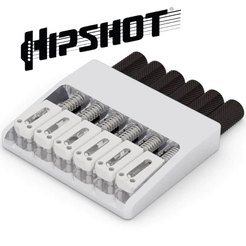 NEW Hipshot 6 String Guitar Headless ALUMINUM Fixed Bridge Brass Knobs - CHROME image 1