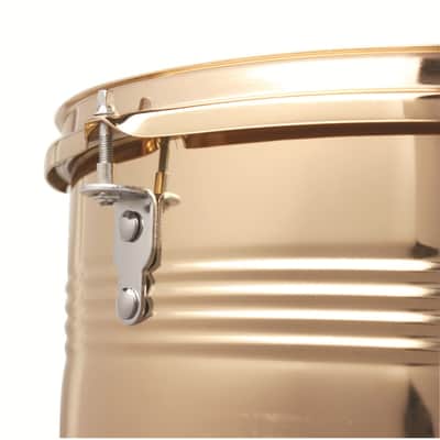 Glarry 13" & 14" Timbales Drum Set with Stand and Cowbell Golden image 6