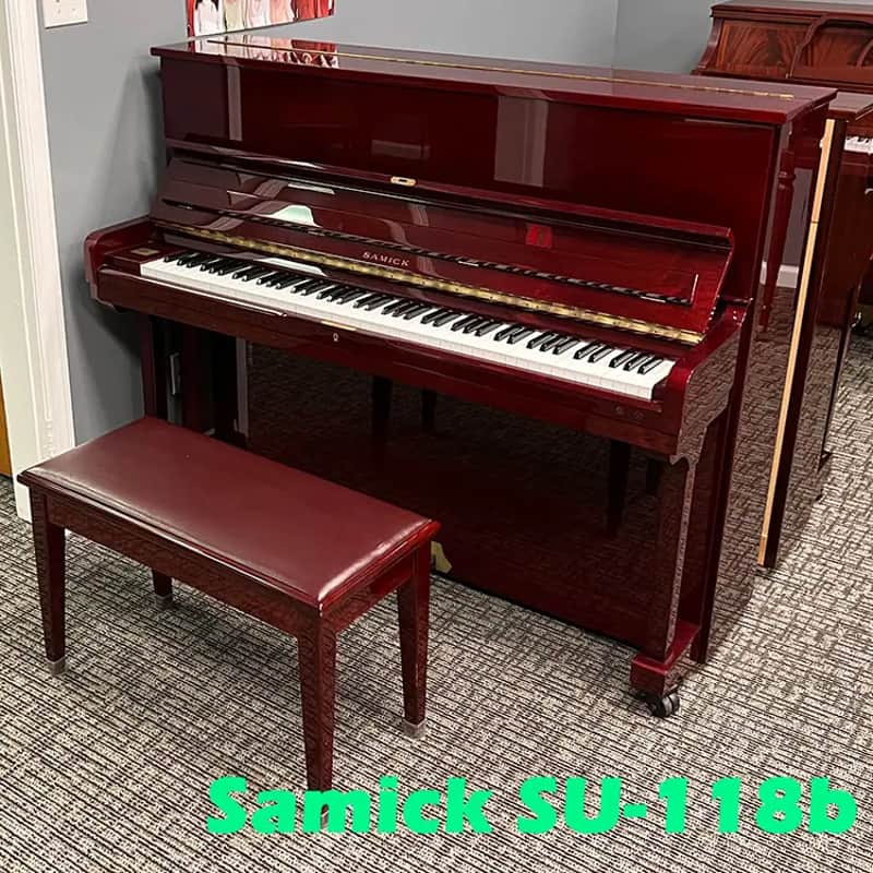 1989 Samick SU-118B Mahogany High Polish 48" Studio Upright Piano * Free 1st floor NJ delivery!