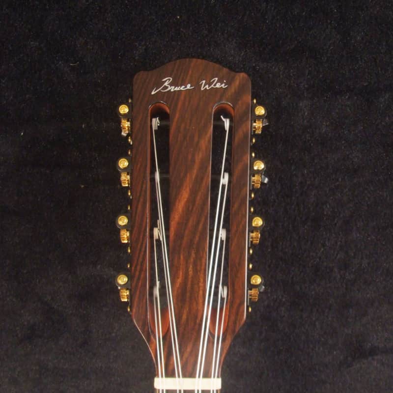 Handmade 8 String Baritone Ukulele, Solid Curly Hawaiian Koa, Slotted Head, MOP Inlay, Soft-bag, Bruce Wei UG19-2343 image 1