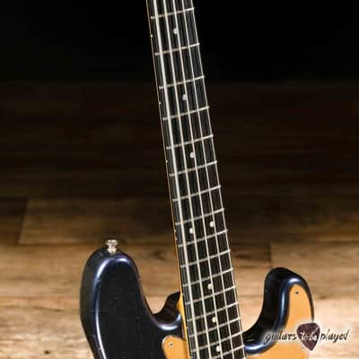 Shabat Tiger 5 String J-Bass w/ Ebony Fretboard – Cosmic Blue Colorshift image 4