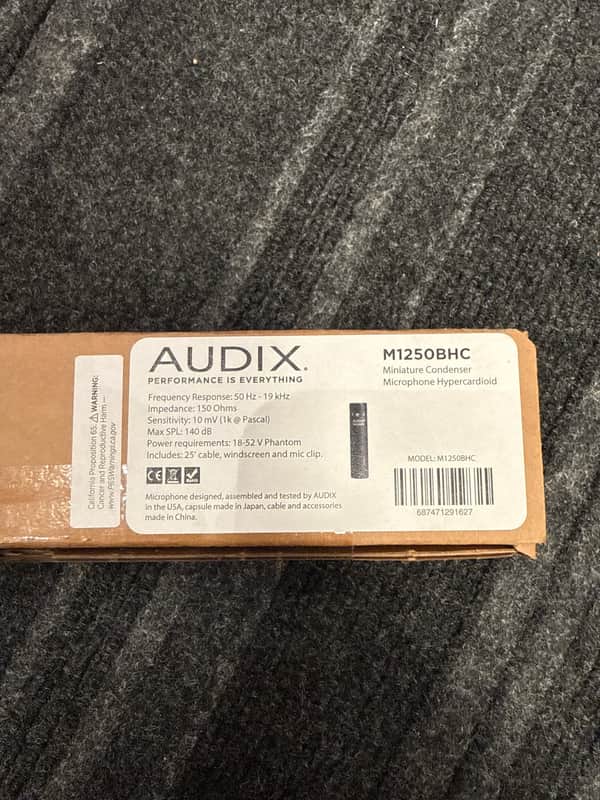 Audix M1250B Miniature Cardioid Condenser Microphone 2024 - Black image 1