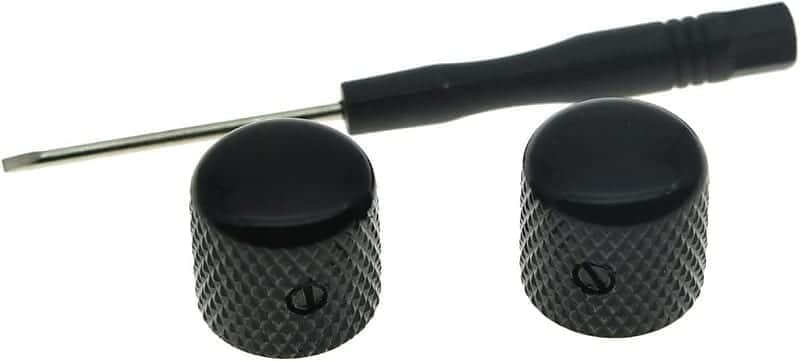 Set of 2 Black Metal Guitar Dome Knobs Bass Knob with Set Screw for Telecaster/Tele Guitar image 1