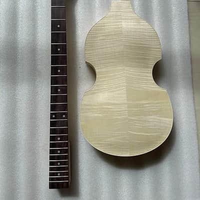 DIY Project 4 String Violin Bass Tiger Maple Top Body with Neck, Rosewood Fingerboard image 1