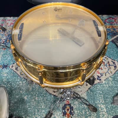 Gretsch Holy Grail 1960s Gold Engraved, Round Badge 14x5" Snare Drum. Excellent!! image 12