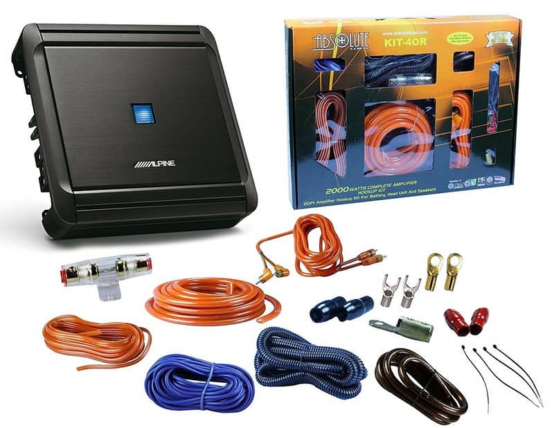 Alpine S2-A60M 1-Channel 600 Watts S-Series Monoblock Class-D Amplifier + Absolute KIT4 4 Gauge Complete Amplifier Kit image 1