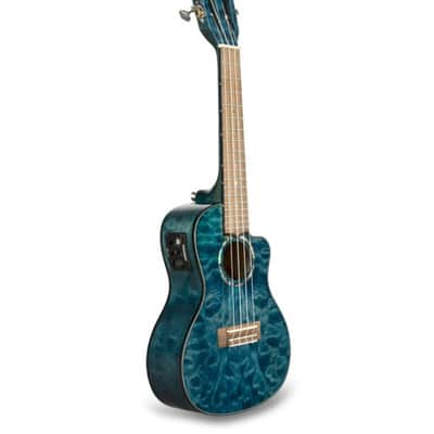 Lanikai Quilted Maple Blue Stain Concert Acoustic/Electric Concert Ukulele +Case | Authorized Dealer image 2