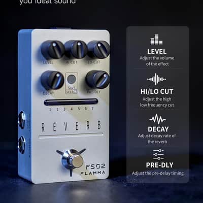 FLAMMA FS02 Reverb Pedal Stereo Guitar Effects with 7 Storable Preset Slots 7 Reverb Effects Room Hall Church Cave Plate Spring Mod True Bypass Trail On image 7