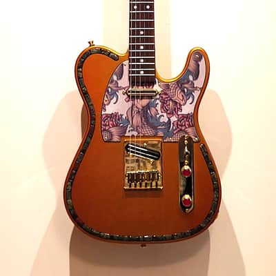 CUSTOM DESIGNED & CRAFTED COPPER METALLIC TELE STYLE WITH KOI TATTOO PG & DRAGON BLOOD JASPER STONES- SERIAL #071 -2025 - "B" STOCK image 1