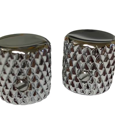 MK-WSD71-C (2) Chrome Barrel Knobs w/ Set Screw Flat Top for Bass/Guitar