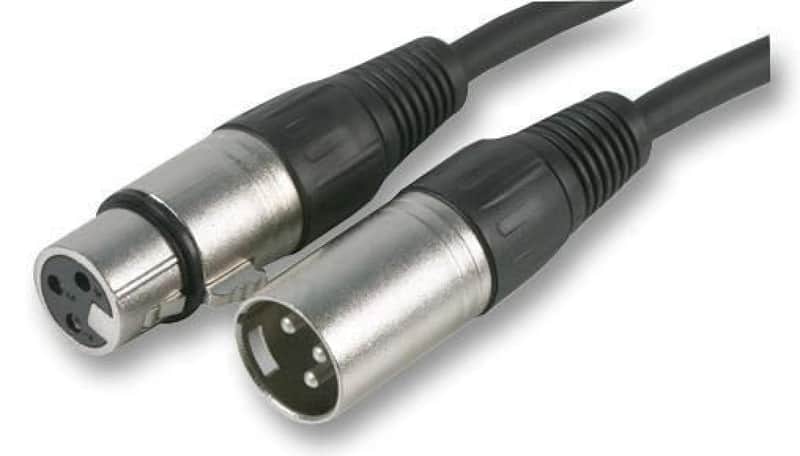 PLS00243 3 Pin XLR Male to XLR Female Microphone Lead, 3m, Nickel image 1