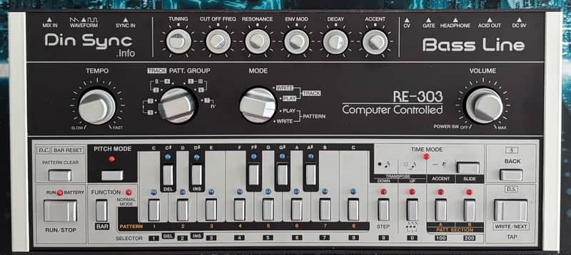 Din Sync RE-303 Analog Acid Machine Black/Silver Bild 1