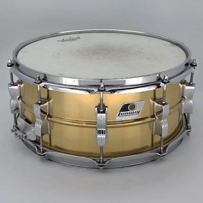 Used Ludwig Rocker LM304 Brass Snare Drym 14x6.5 - Good image 1