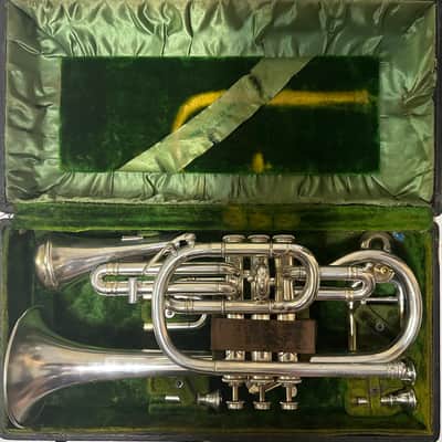 Circa 1920 Brua C. Keefer Silver-Plated Bb/A Rotary-Change Cornet with Case & Slides image 1