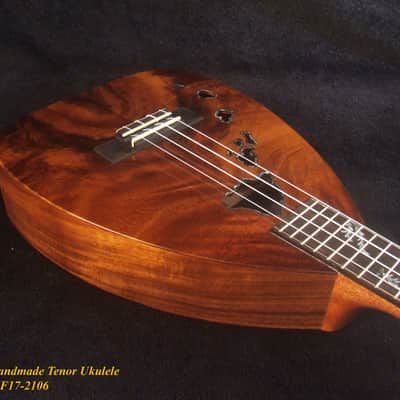 Handmade Tenor Ukulele, Solid Acacia, Indian Rosewood, The Islands Soundhole, Turtle Inlay, Soft-bag, Bruce Wei UF17-2106 image 3