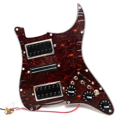 Hsh Prewired Strat Pickguard Set Coil Split Humbucker Pickups Loaded Strat Pick Guard Guitar Mute Switch Output Mute Switch For Fender American/Mexican Stratocaster Style Guitar (Red Tortoise) image 1