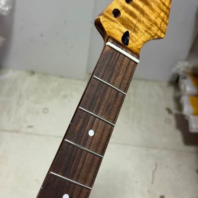 22frets Roasted flame Maple guitar neck Rosewood fingerboard 25.5 inch Bone nut gloss 25.5inch image 2