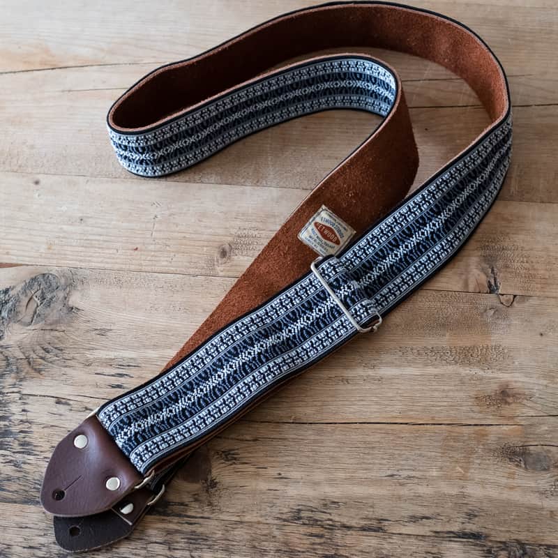 Vintage Blue 60s/70s Hippie Guitar Strap / Real Suede Backing / Handmade in the UK image 1