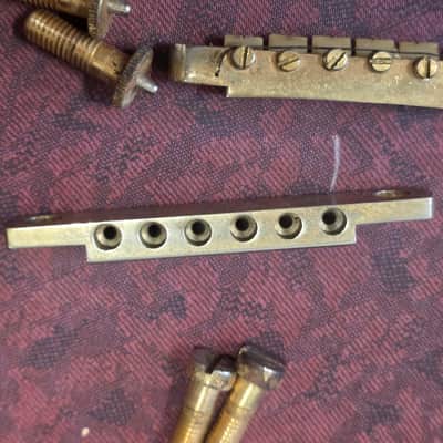 National Ibanez Univox HTF Bridge and Tailpiece Set Gold Made In Japan Tuneomatic Copy 1970s image 8