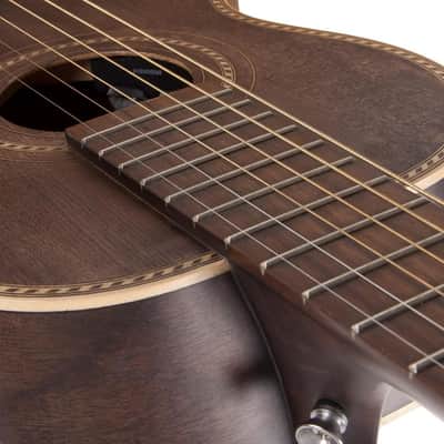 Vintage VTR800PB-USB Viator Paul Brett USB Electro-Acoustic Travel Guitar Antiqued image 6