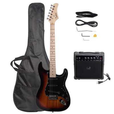 Glarry GST Stylish Electric Guitar Kit with Black Pickguard Sunset Color-as picture image 2