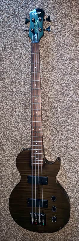 Epiphone Les Paul Special Bass Trans black Flame top electric guitar image 1